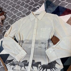 Women's Cream Blouse with Horse Print